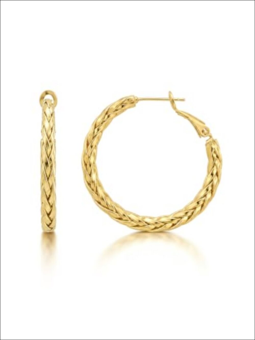14K Gold Plated Twisted Hoop Earrings for Women 30mm